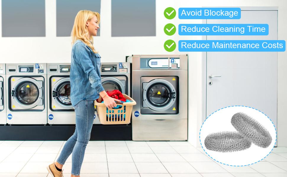 Lint Traps for Washing Machine Hose, 40 pcs Stainless Steel Lint Snare Traps, Laundry Mesh Washer Hose Filter, Washer Drain Lint Catcher with 40 pcs Cable Ties