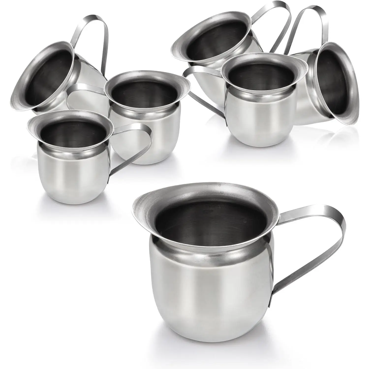 [6 Pack] 5 oz Creamer Pitcher - Stainless Steel Bell Creamers, Mini Cup Container for Serving Milk Coffee Cream Salad Dressing Maple Syrup, for Restaurant Cafes Espresso Machine