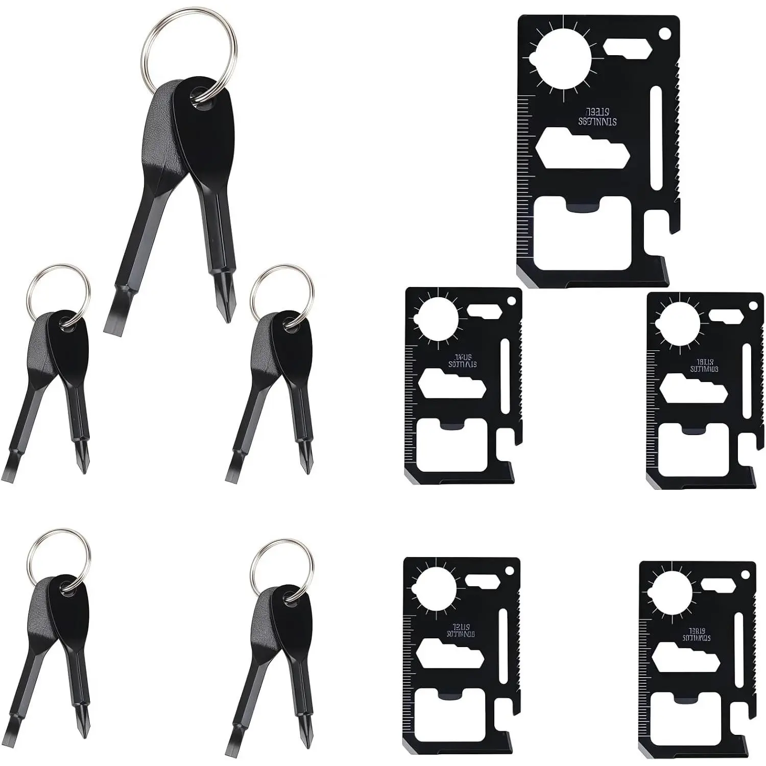 5 Pack  and 5 Multitool Set Portable Tool Outdoor Gadgets- Travel Multitool with Bottle Opener Protractor Ruler