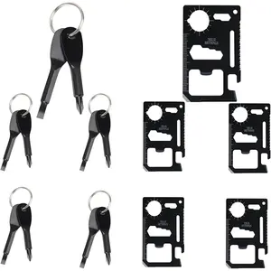 5 Pack  and 5 Multitool Set Portable Tool Outdoor Gadgets- Travel Multitool with Bottle Opener Protractor Ruler