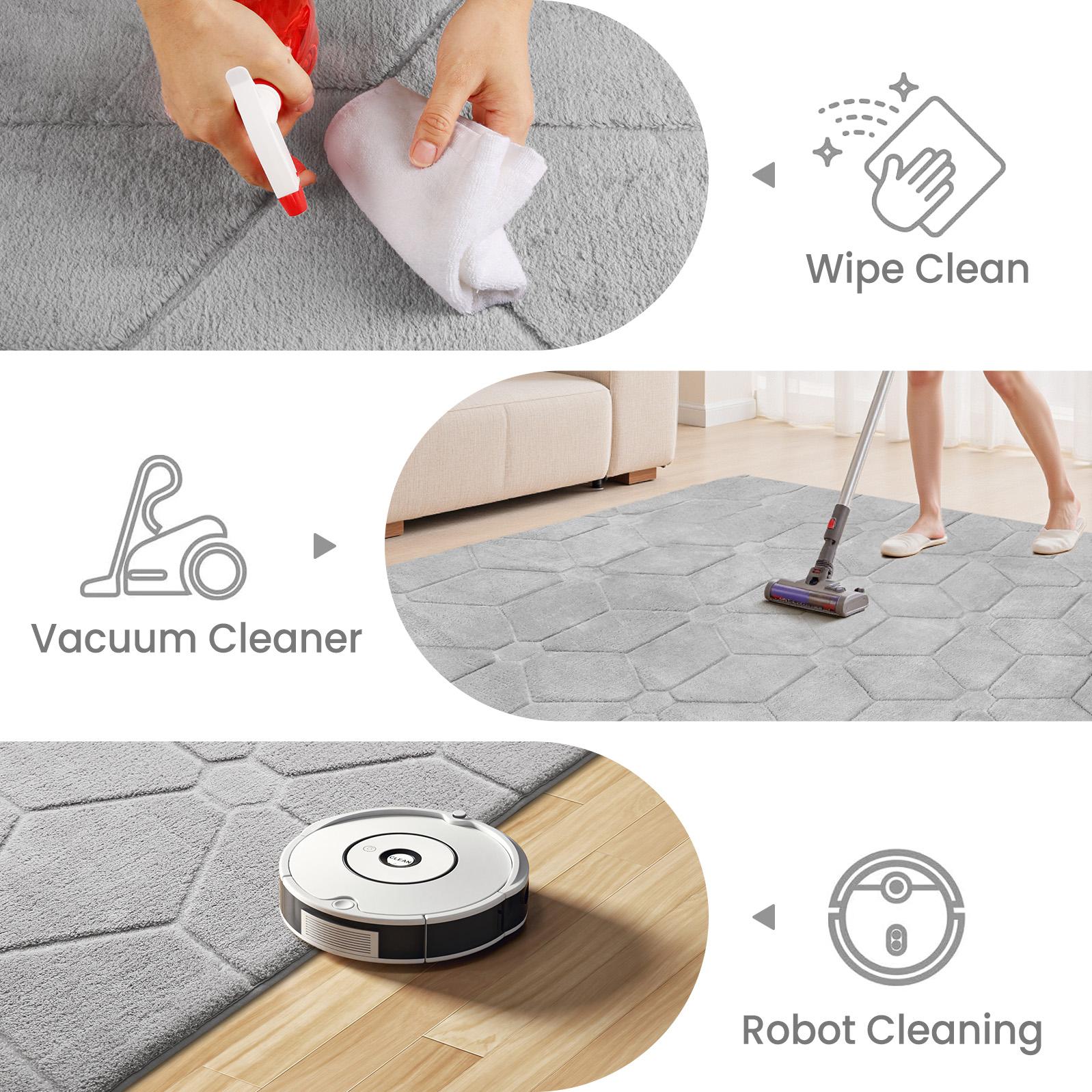 Large Size Jacquard Plush Rug, Big Fluffy 3D patterned Area Rug, Non-slip Soft Shaggy Carpet Mats for Livingroom Bedroom Nursery Home Decor Light Gray