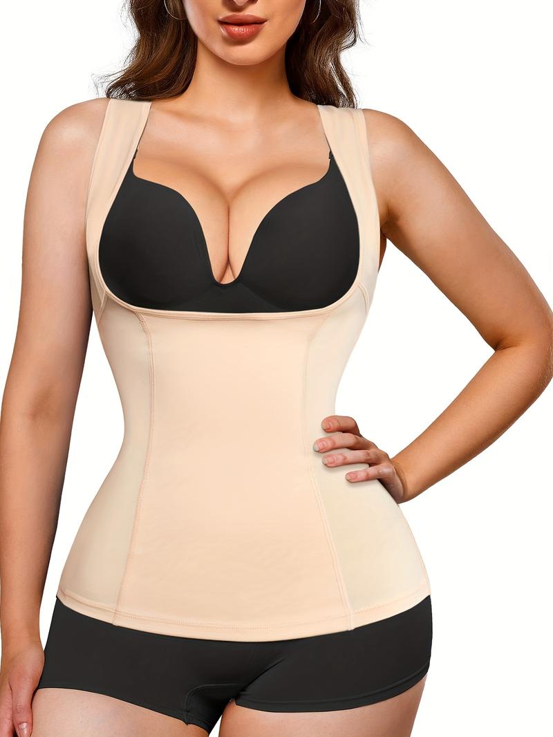 Women's Basic Solid Seamless Compression Shapewear Tank Top, Casual Lady Minimalist Breathable Tummy Control Shapewear Clothing, High Waisted Shapewear, Summer Wear, Women Shapewear for Daily Wear