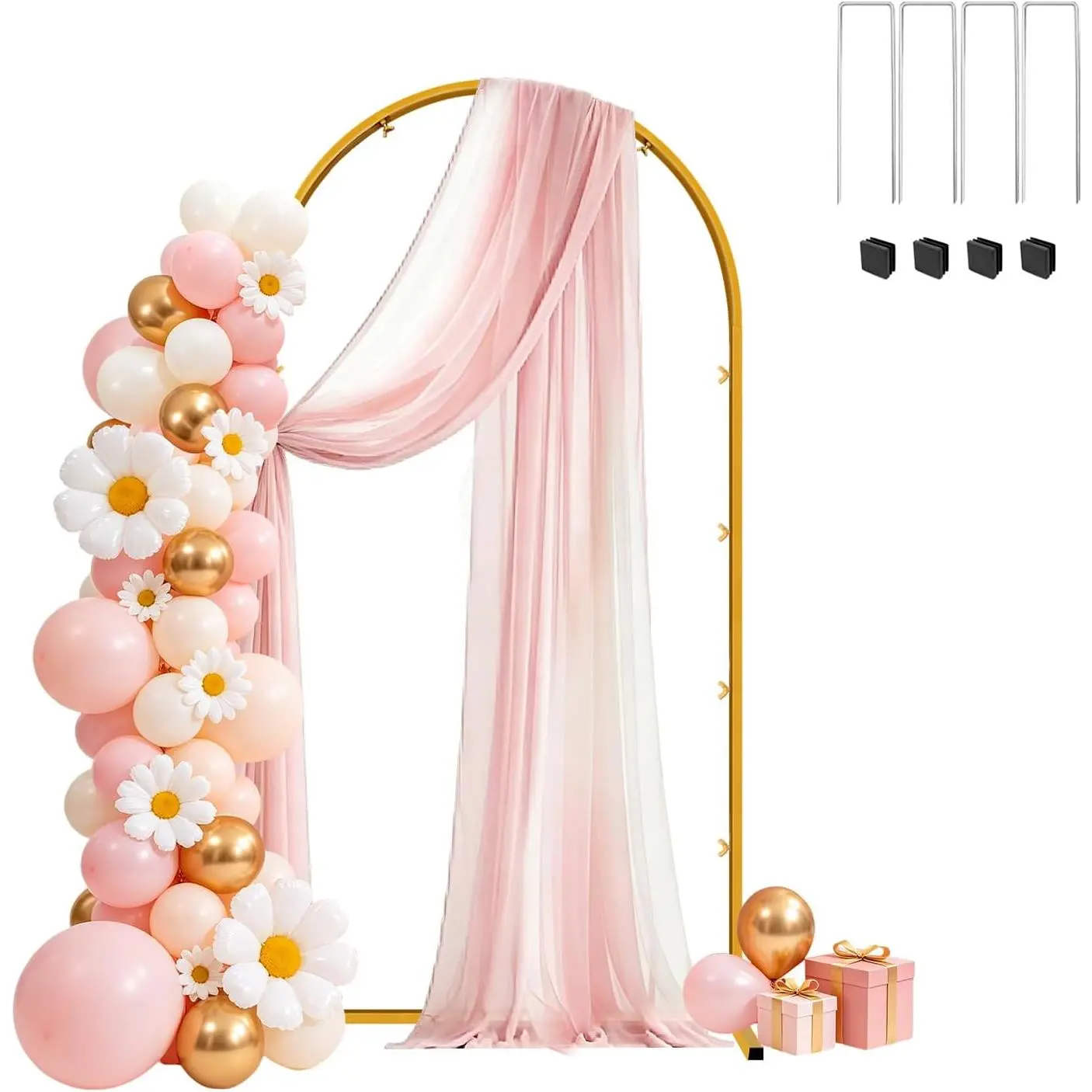 6 FT Wedding Arch Frame Backdrop Stand for Party, Balloon Arch Stand, Wedding  for Ceremony, Metal  Arch Frame Backdrop Stand for Bridal  Showers Birthday Decoration Photo