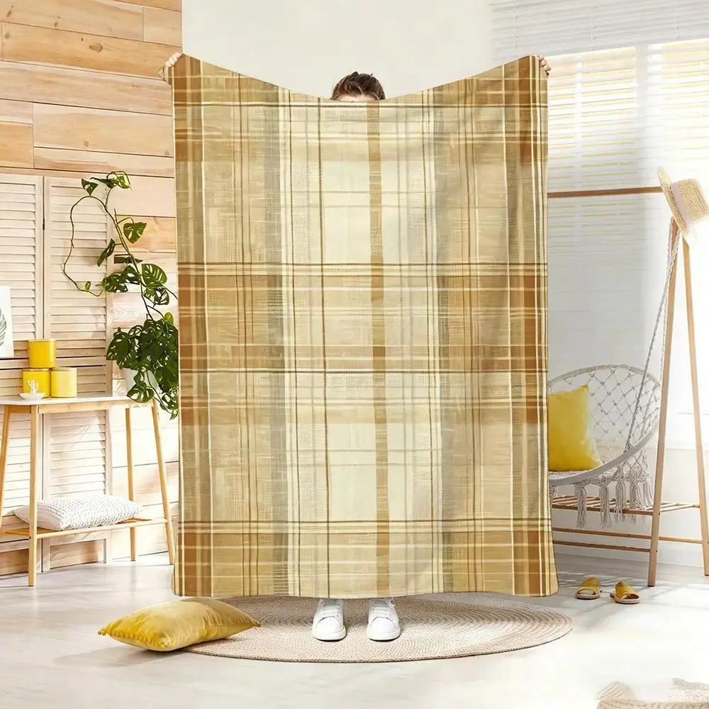 Vintage Distressed Tartan Flannel Blanket Classic Plaid Throw for Sofa, Bedroom, Cabin Decor and Seasonal Styling