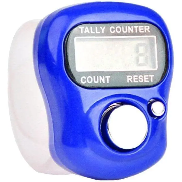 1 count Blue 5 Digit LED Digital Row Counter, Display Counter Clicker, Handheld Number Click Counter,  Finger Counter Hand Tally Counter with Ring for Golf, Track and Field Lap Counters