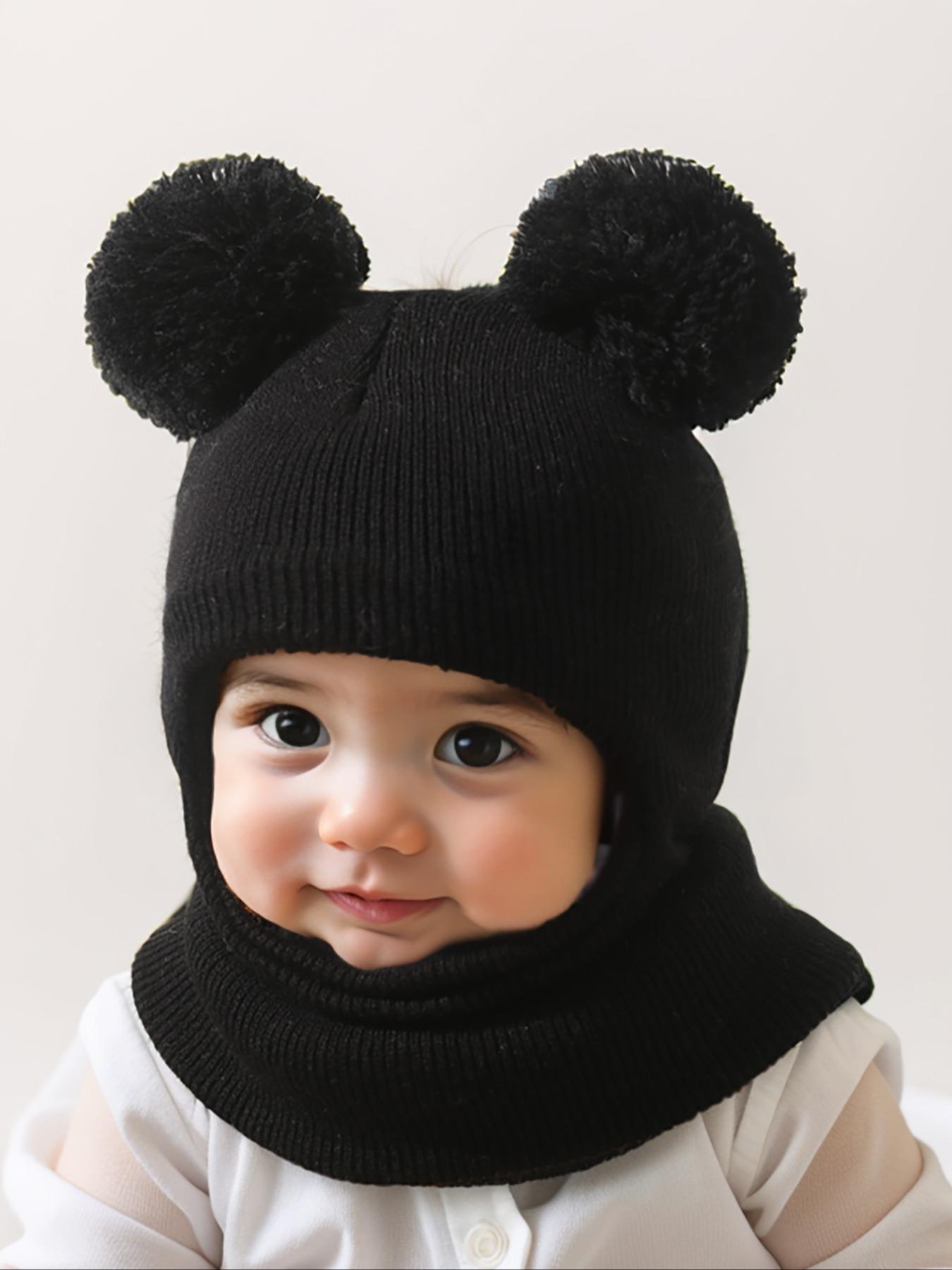 Pom Pom Knit Hat for Babies 1-3 Years Old, Warm Winter Beanie for Outdoor Use, Casual Style Daily Cap, Moderate Fabric Thickness, Winter Skull Cap