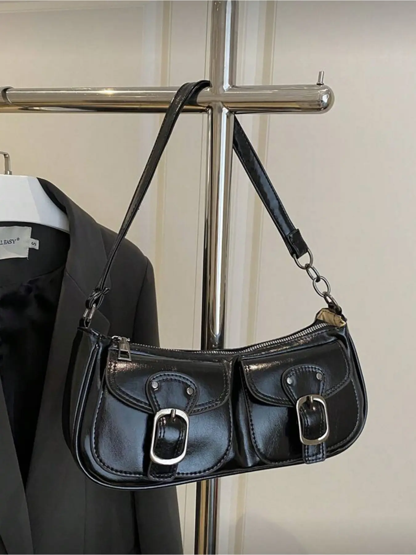 New Fashion Double Pocket Decor Handbag for Party Outing Vacation Shopping Daily Use Coin Phone Storage Suitable for White-collar Students Office Workers Elegant Women's Bag