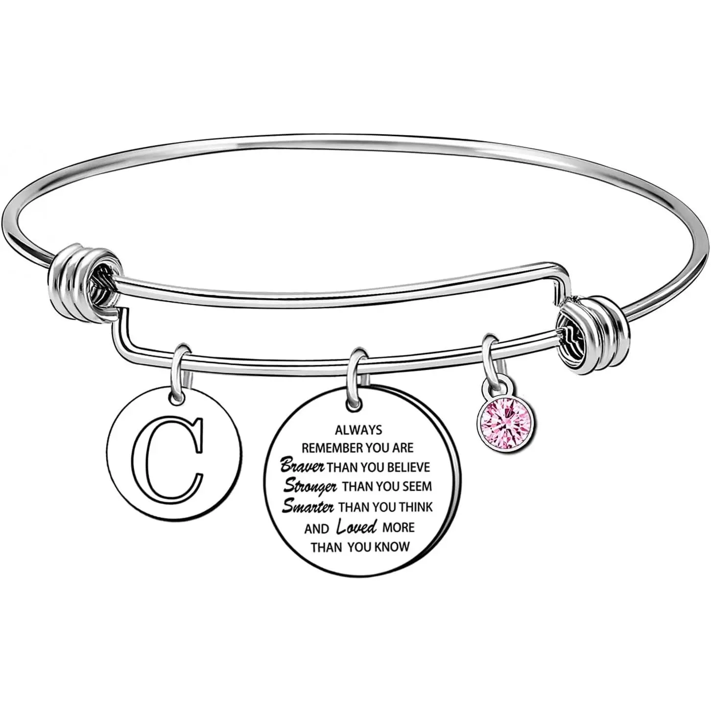 Inspirational Bangle Bracelet for Women Personalized A-Z Initial Letter  Cuff Bangle Colleague  Encouragement  Birthday  for Women