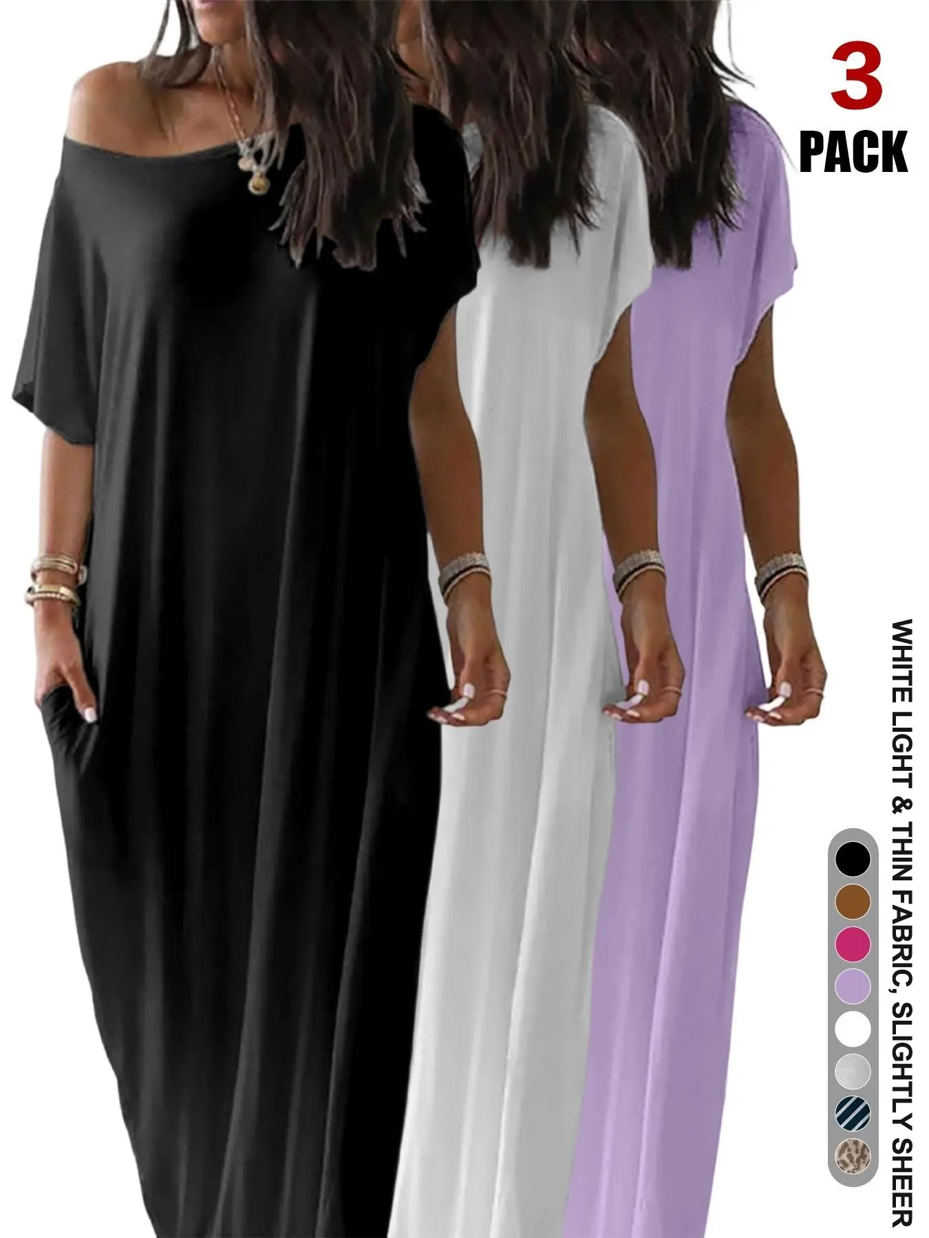 2026 Women's Solid Color Batwing Sleeve Loungewear Dress, Comfortable Daily Wearing Nightdress, Versatile Ladies' Sleepwear for All Seasons