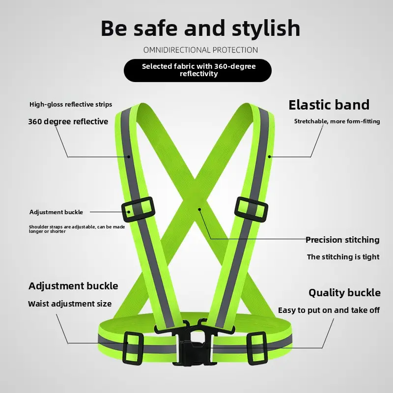 Reflective elastic back strap vest