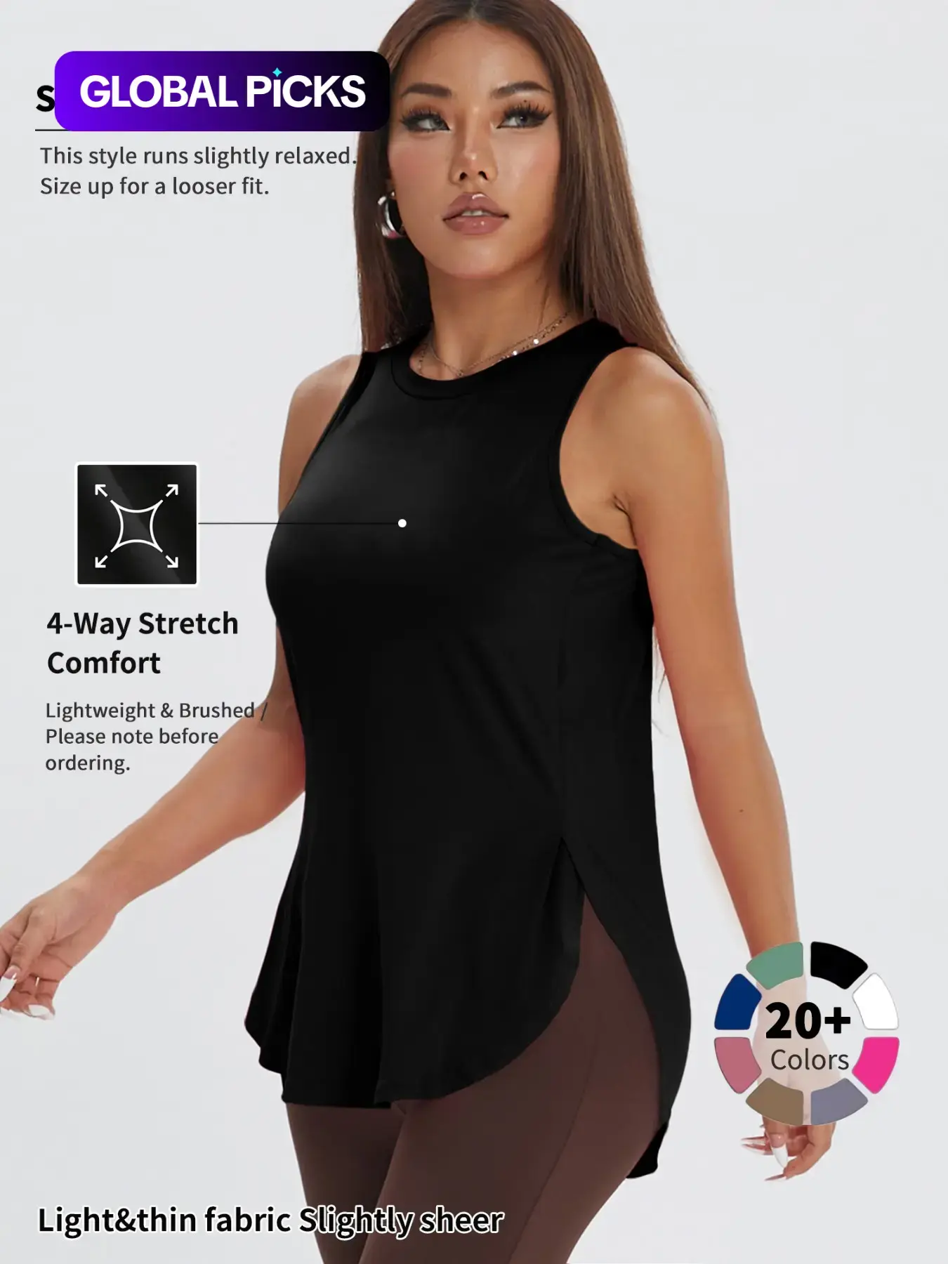 Women's Solid Color Asymmetrical Hem Sports Tank Top, Casual Curved Hem Sleeveless Round Neck Sports Top for Yoga Gym Workout Running, Ladies Sportswear for All Seasons, Sleeveless Sporty Design