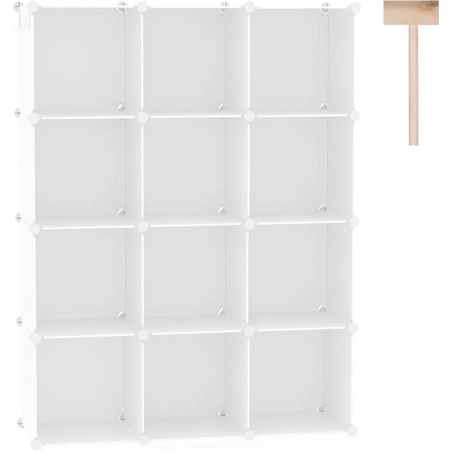 Cube Storage Organizer, 12-Cube Shelves Units, Closet Cabinet, DIY Plastic Modular Book Shelf, Ideal for Bedroom, Living Room, Office, 36.6" L x 12.4" W x 48.4" H Milky UPCS12M