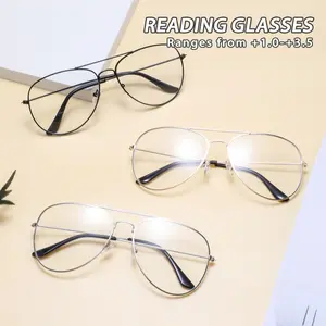 Women's Metal Oval Frame Reading Glasses, Classic Pilot Style, Lightweight Fashionable Design, Casual Comfortable Eyewear