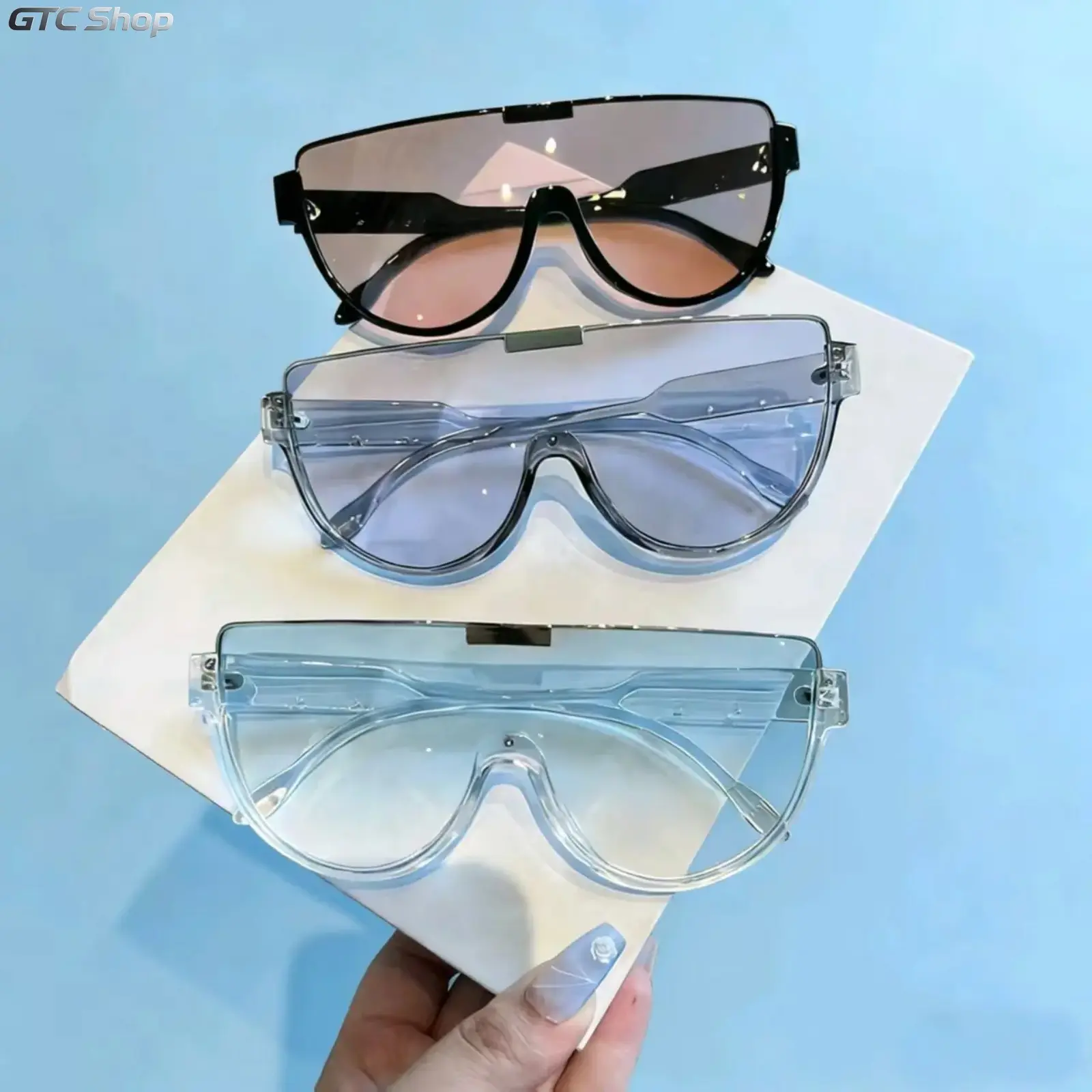 Summer Trendy Shield Frame Sunglasses 2025 for Women Semicircle UV Protection PC Material Rich Girl Accessories for Outdoor Beach School Activities