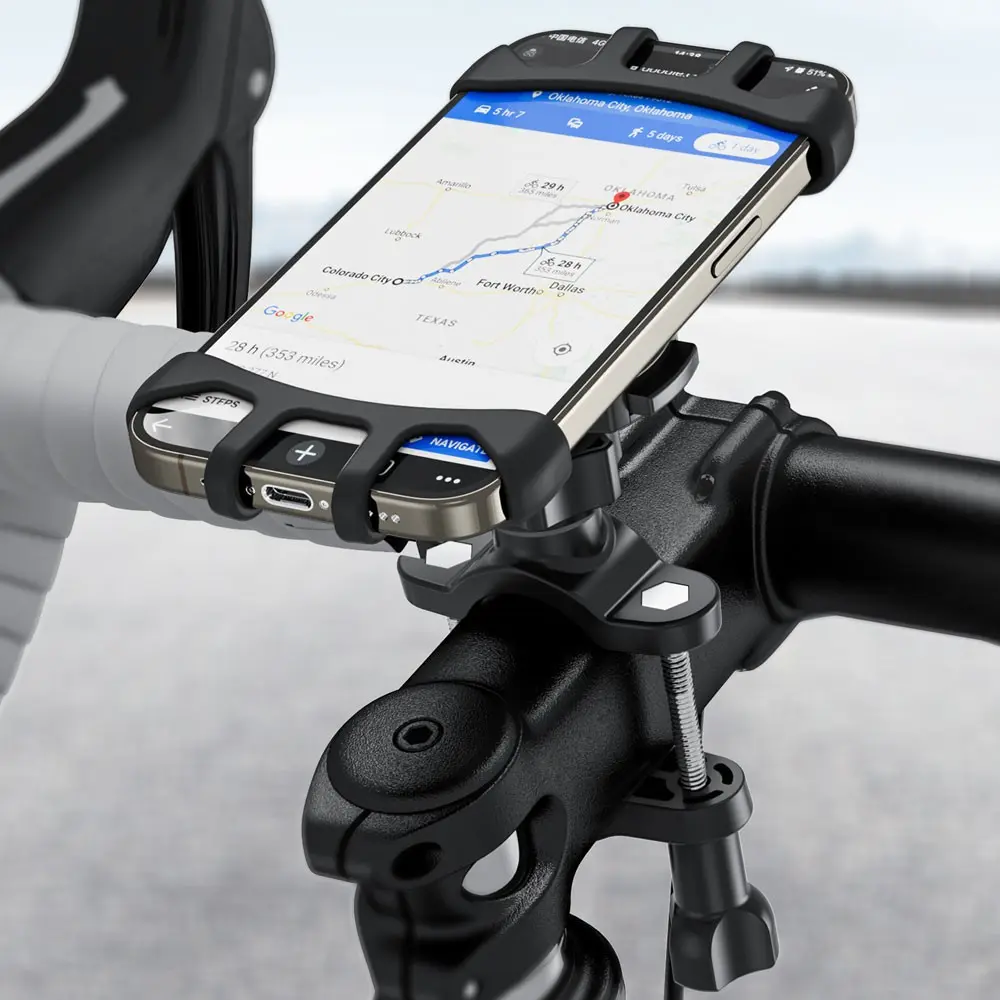 Bicycle Phone Holder, Enhanced Motorcycle Phone Mount, 360° Rotatable, Compatible with 4.7-6.8 Inch Phones, Bike Handlebar Stand