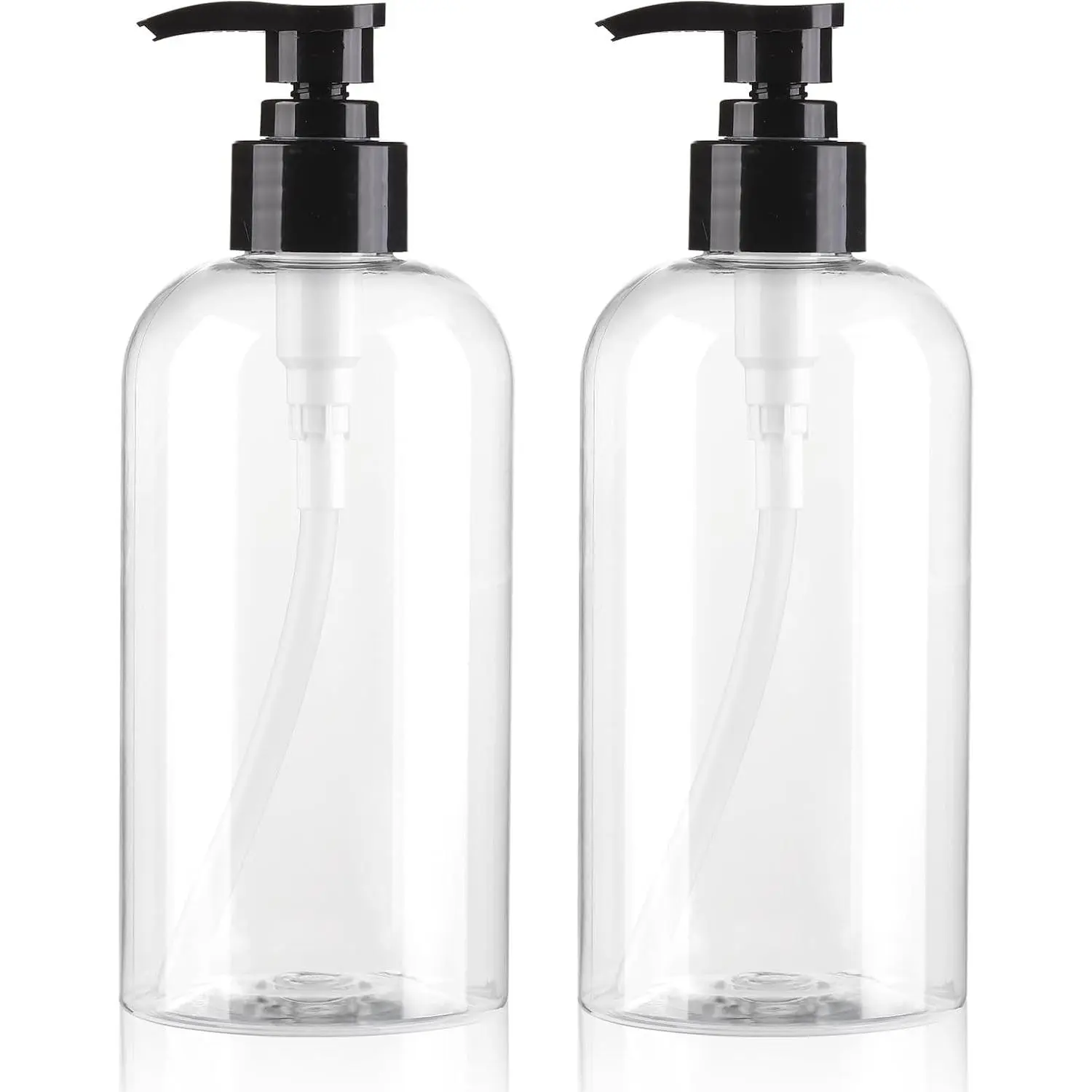 Empty Pump Bottles Dispenser 12.85oz/380ml, Refillable Clear  Plastic Pump Bottle for Shampoo, Lotion, Soap and Massage Oil, 2 Pack