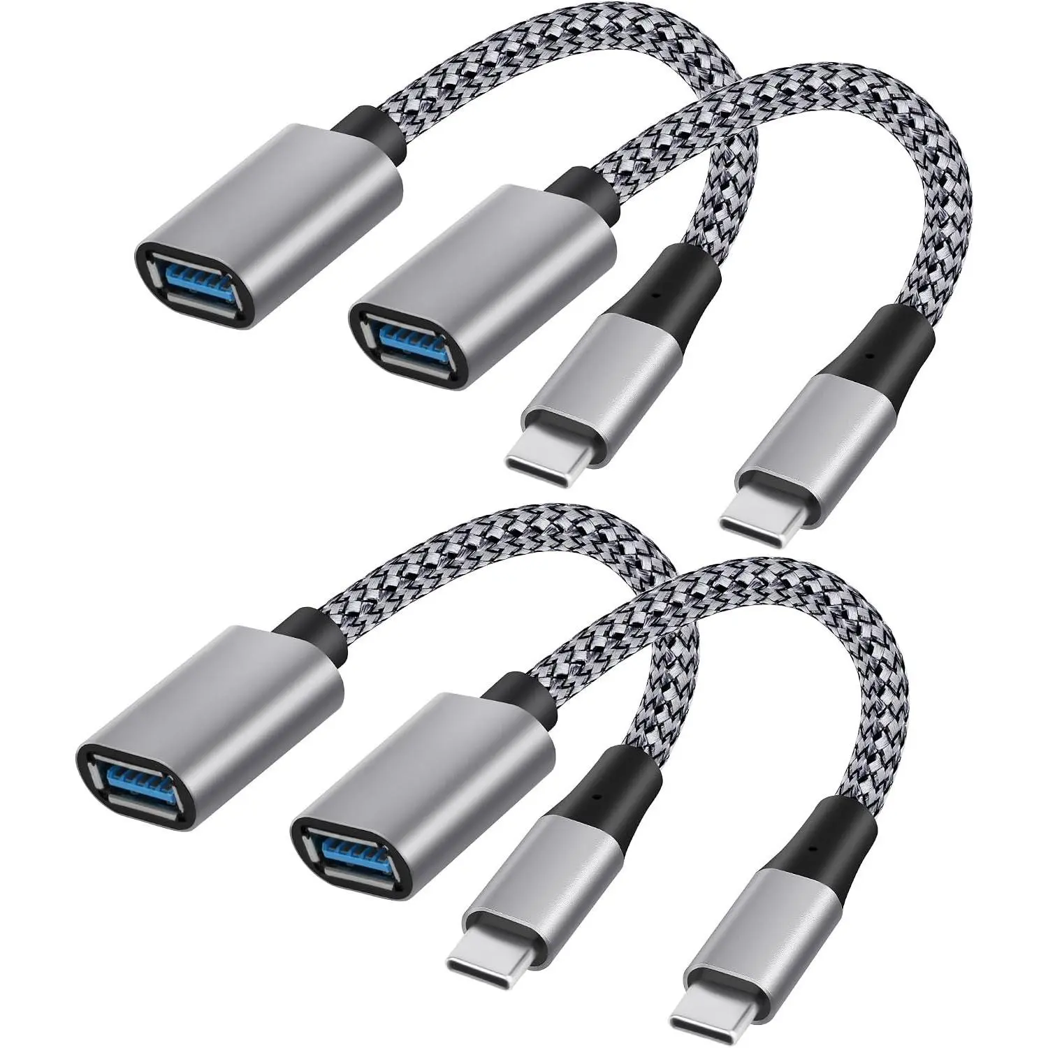 USB to  USB Adapter 2 Pack, Unidirectional  USB Male to USB Female 2.0 OTG -The-Go  Converter, Nylon Braided,  Shells for S7 , Flash Drive, , Keyboard,  Controller