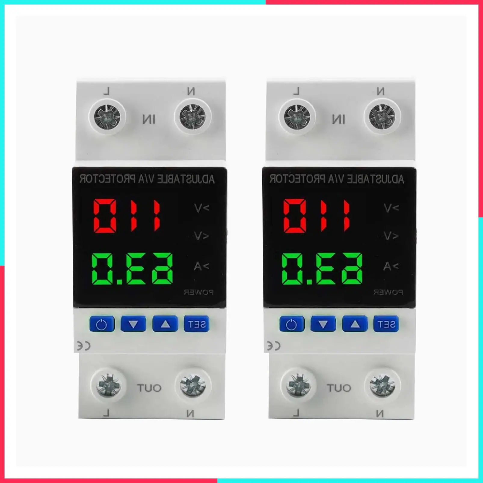 Voltage Protector 110V 220V, 1-63A Adjustable Smart Circuit Breaker, 2 PCS
