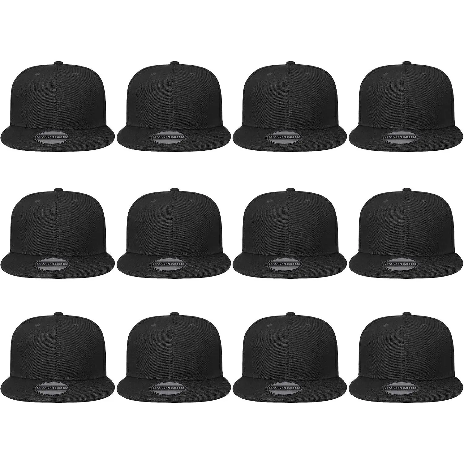 Plain Blank Flat Brim Adjustable Snapback Baseball Caps Wholesale LOT 12 Pack(Gift)