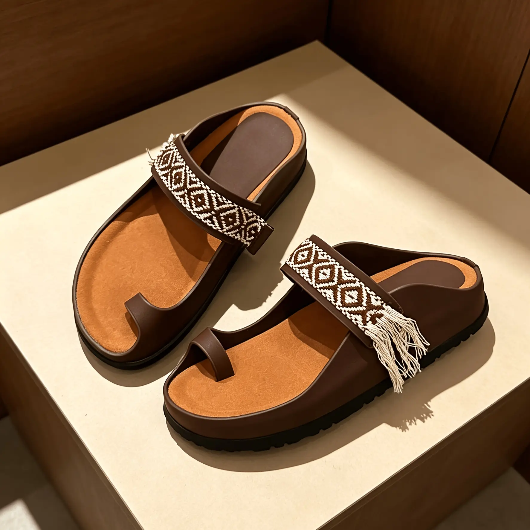 [Summer] Bohemian Style Woven Tassel Beach Slippers, Vintage Designer Platform Slip-On Wedge Slippers, Comfortable Soft-Soled Beach Shoes, New Outdoor Flat Women's Slippers