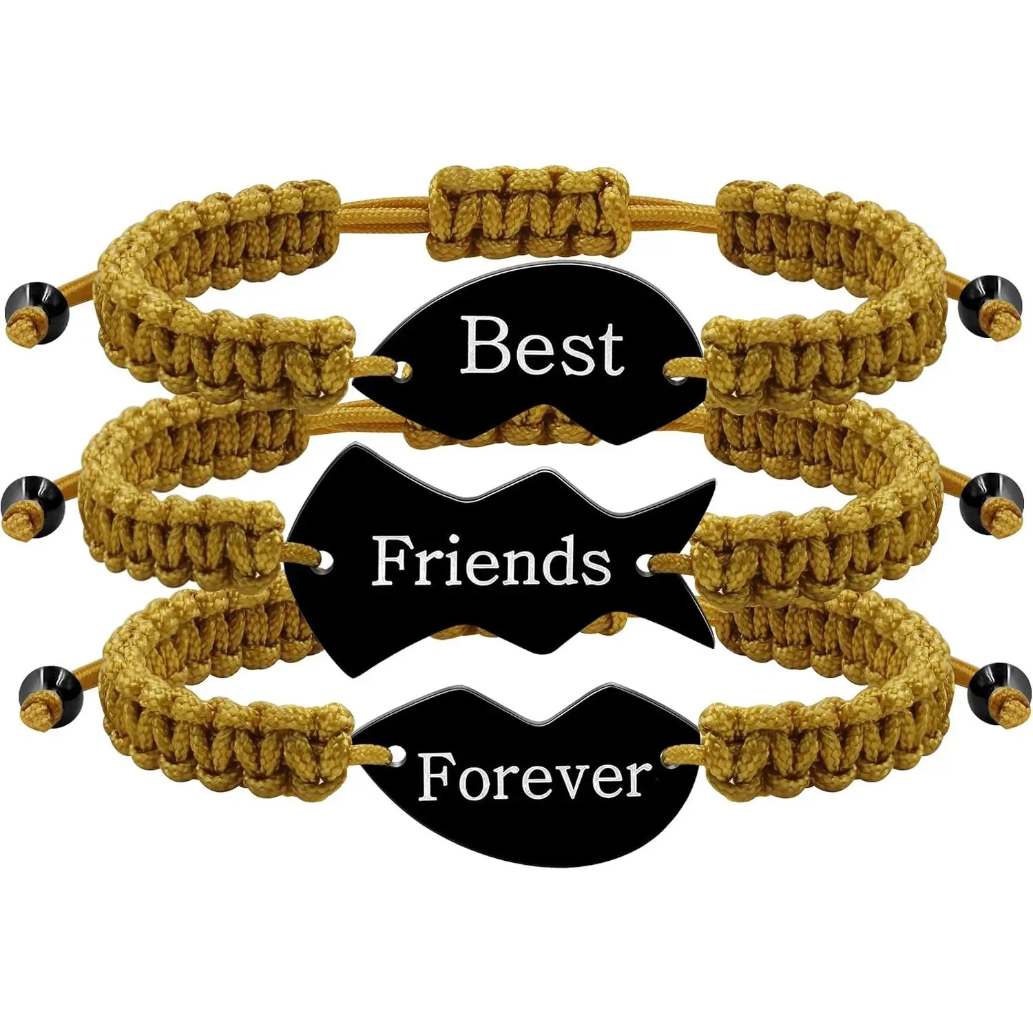 3 count Black Puzzle Heart    Forever Bracelet Set for   Stainless Steel Wrap Strand Black String Bracelet BFF Matching Heart Friendship  for Women Sisters Y4119