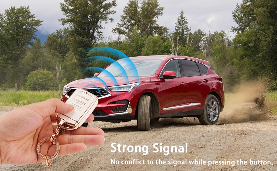 for Acura Keychain Bling Gold White Key Fob Cover Soft TPU Full Protection Smart Key Fob Case Fit for Acura CDX RDX RLX TLX TLX-L ILX NSX 4 Buttons Remote Smart Key Protector (R-ACU-W)