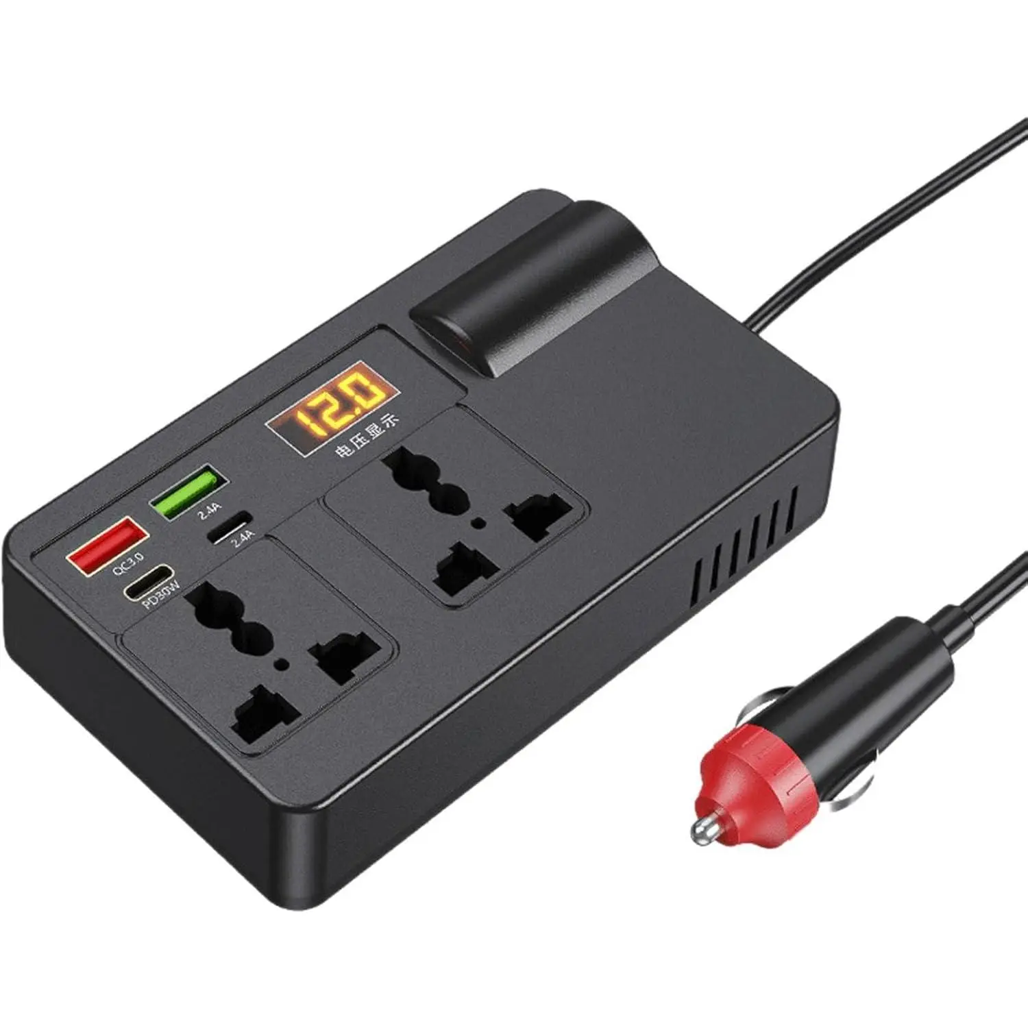 GJANSH Portable Car Inverter, 12V/24V to 110V with Digital Display, 2026 New for Road Trip, Camping, Home Emergency