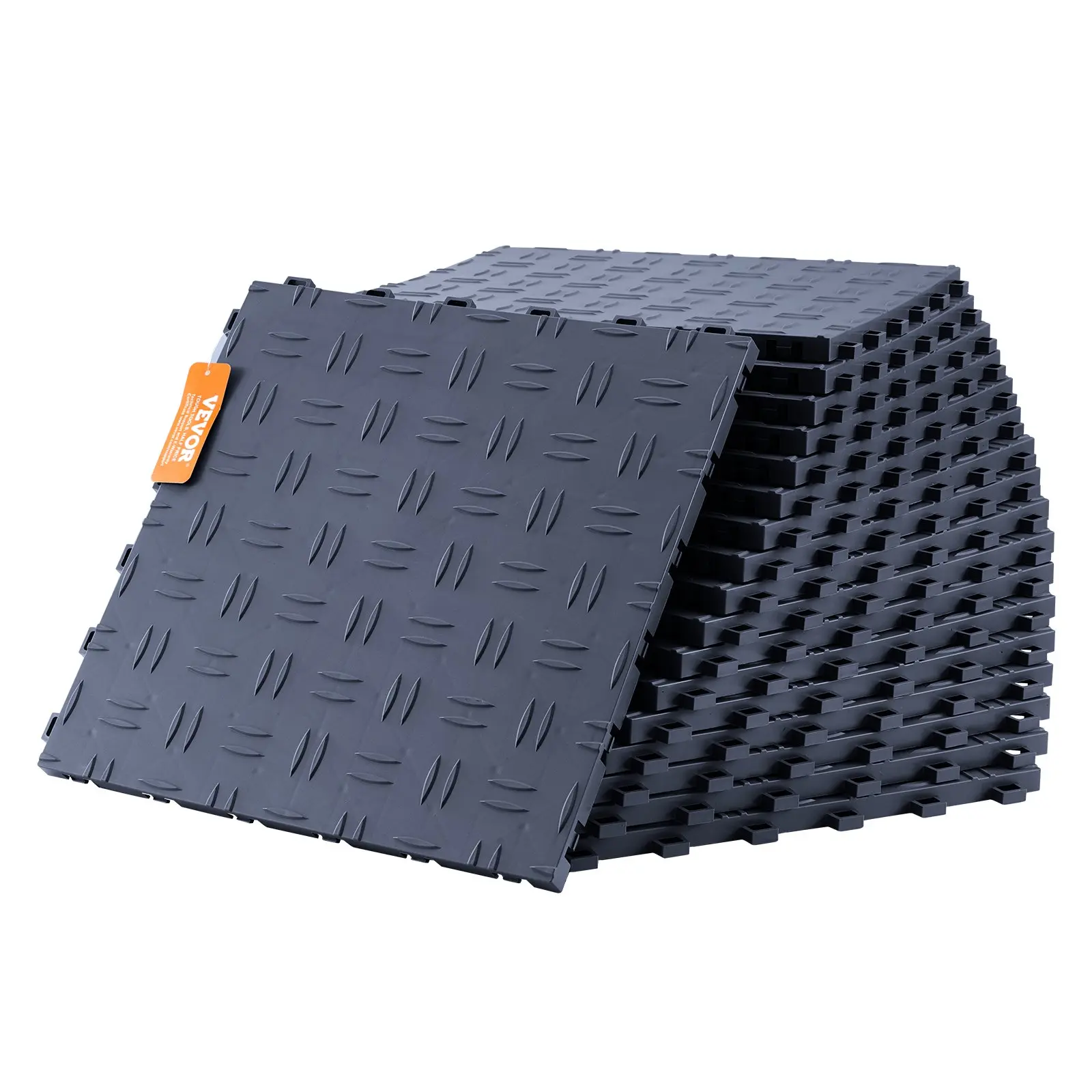 【Summerfinds】VEVOR Garage Tiles Interlocking, 12 x 12 x 0.53 inch 50 Pack Garage Floor Covering Tiles, Non-Slip Double-Sided Texture Garage Flooring Tiles, for Garages, Basements, Repair Shops, Graphite Gray