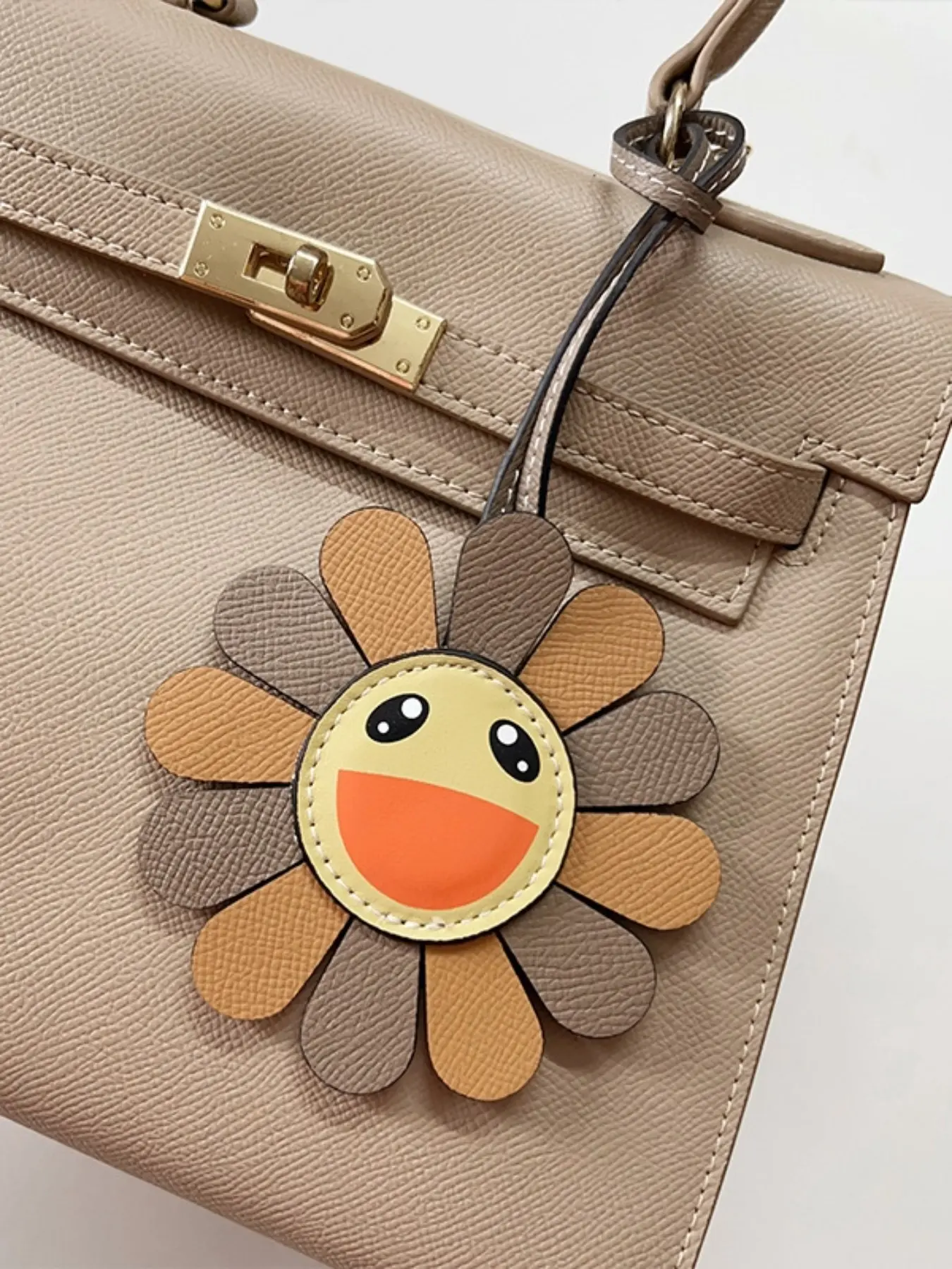 newrainbowsmileyfacesunflowercowhidebagcharmcutecolorfulflowercarpendantornament