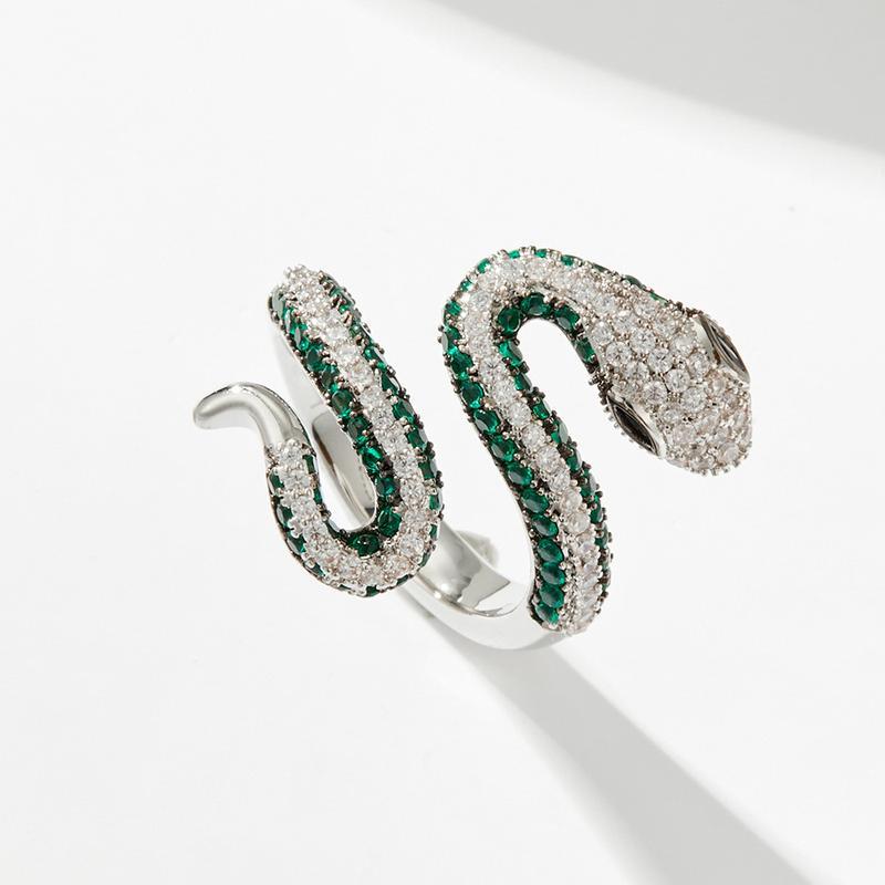 Wrapped Snake-Shaped Ring Full of Diamonds Paired with Other Gemstones Suitable for Both Men and Women to Wear