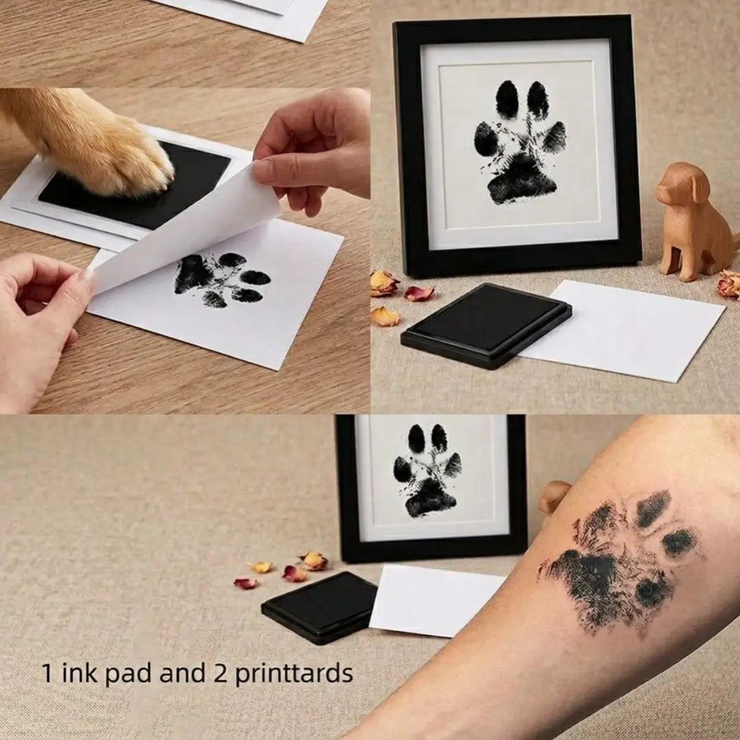 Pet Paw Print Kit with Ink Pad and 2 Stamps, Meaningful Record of Pet Growth, Ideal for Capturing Special Moments