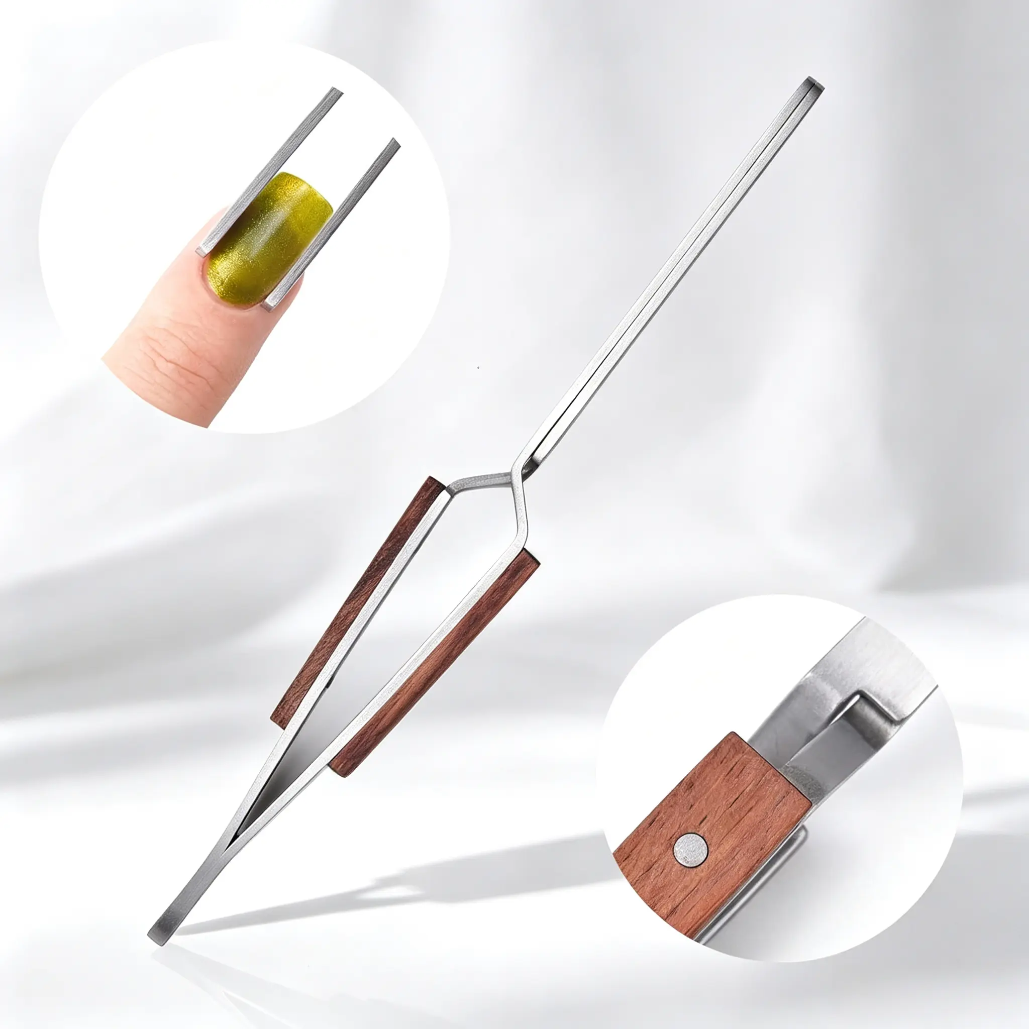 High Elastic Metal Nail C Curve Pincher With Comfort Wood Handle Professional Nail Shaping Clamp For Salon Acrylic Nail Extension Gel Nail Arch Correction