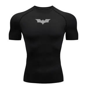 Bat Printed Men's Tight T-Shirt Running Compression Compression T Shirt Gym Fitness Jogging Short Sleeve Male Casual Shirt Tops