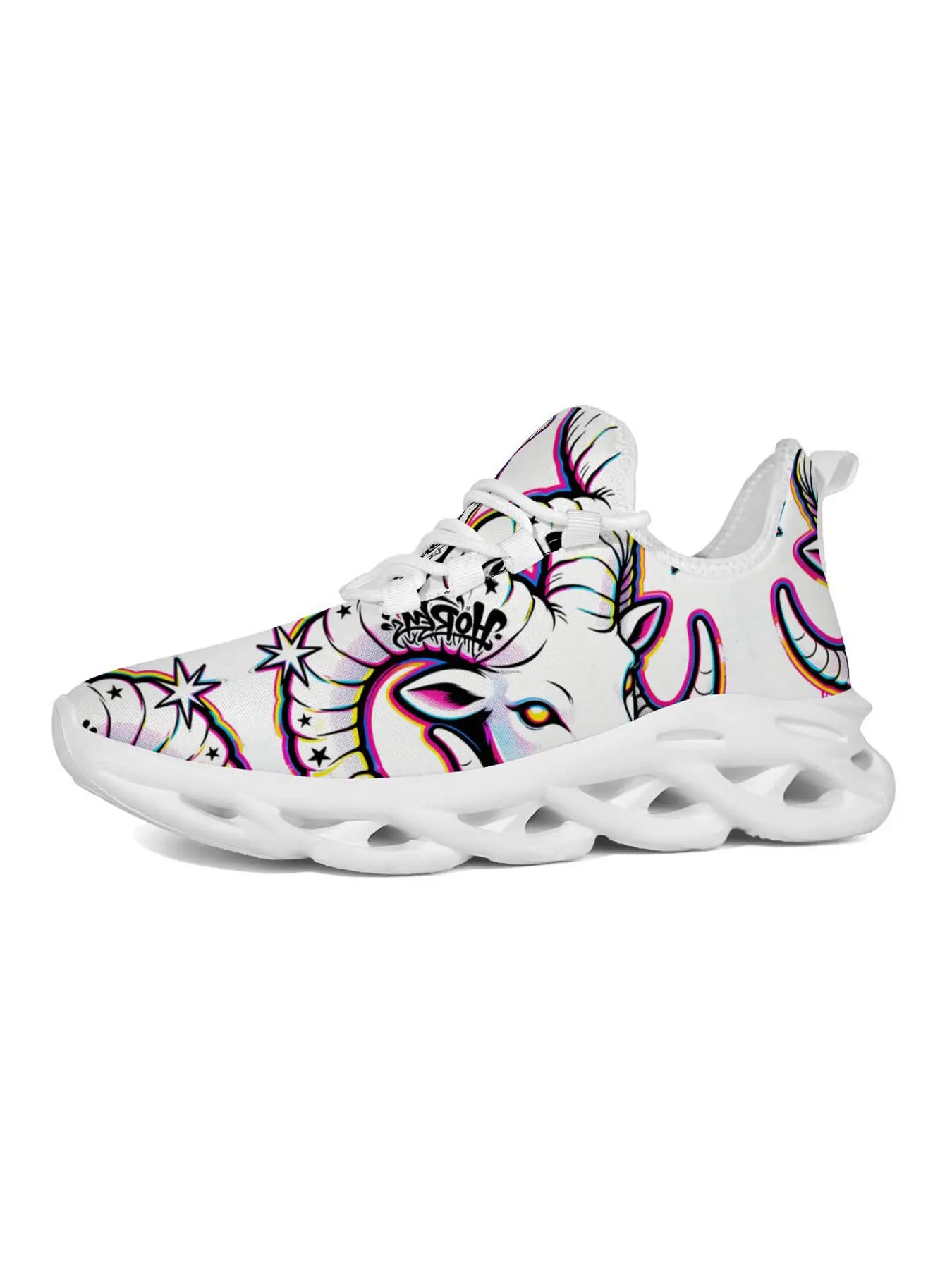 Girls Unicorn Print Sports Casual Shoes, Millennial Art Style, Vibrant Prints, Shock Absorbing Sole, Fashionable and Versatile, Teenage Girls