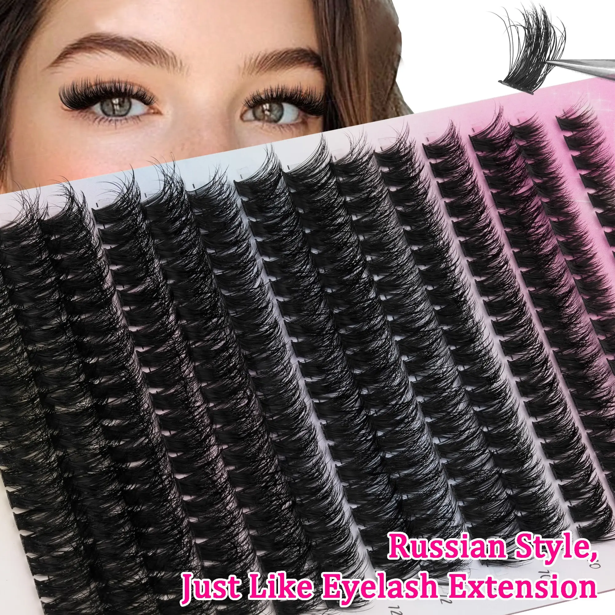 14 Rows/280pcs Natural Fluffy Soft False Eyelashes, Faux Lashes, Elegant Curl D, 80D, Perfect for DIY Makeup, Daily Outing, Party, Travel, Music Festival, Concert, Eyelash Extension