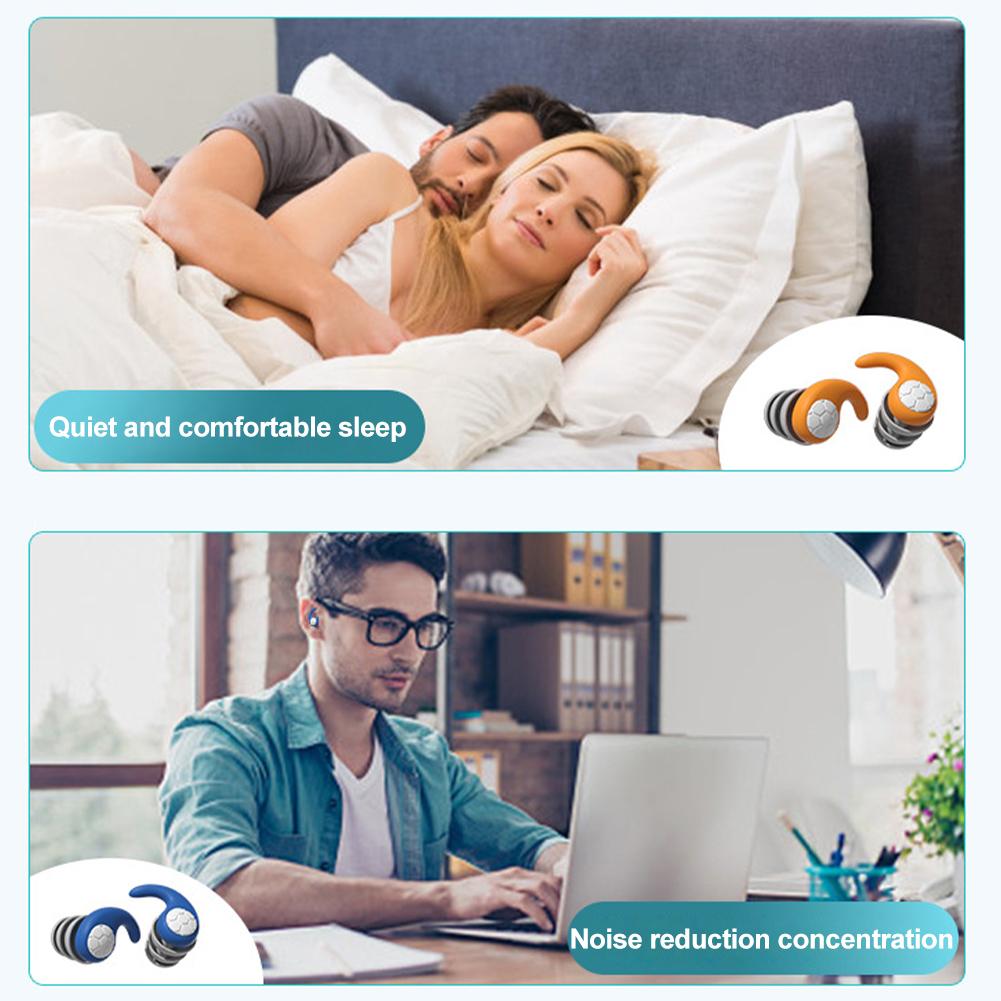 Silicone Noise Cancelling Earplugs Noise Filter Sleep Swimming Waterproof Three Layer Mute Earplugs