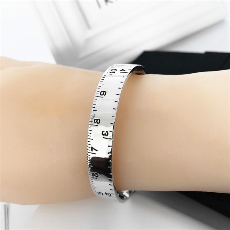 Unique Footprint Measurement Ruler Bracelet Vintage Roman Numeral Cuff Adjustable Boho Chic Jewelry Gift for Her Fashion Accessory