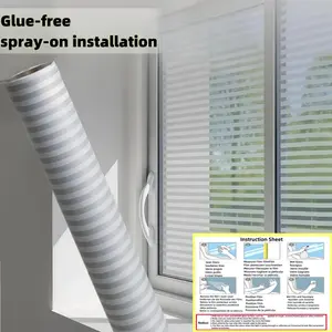 3D Striped Pattern Static Cling Window Film, 1 Count Privacy Frosted Window Sticker for Home Office Window Decor, Privacy Film for Glass Windows