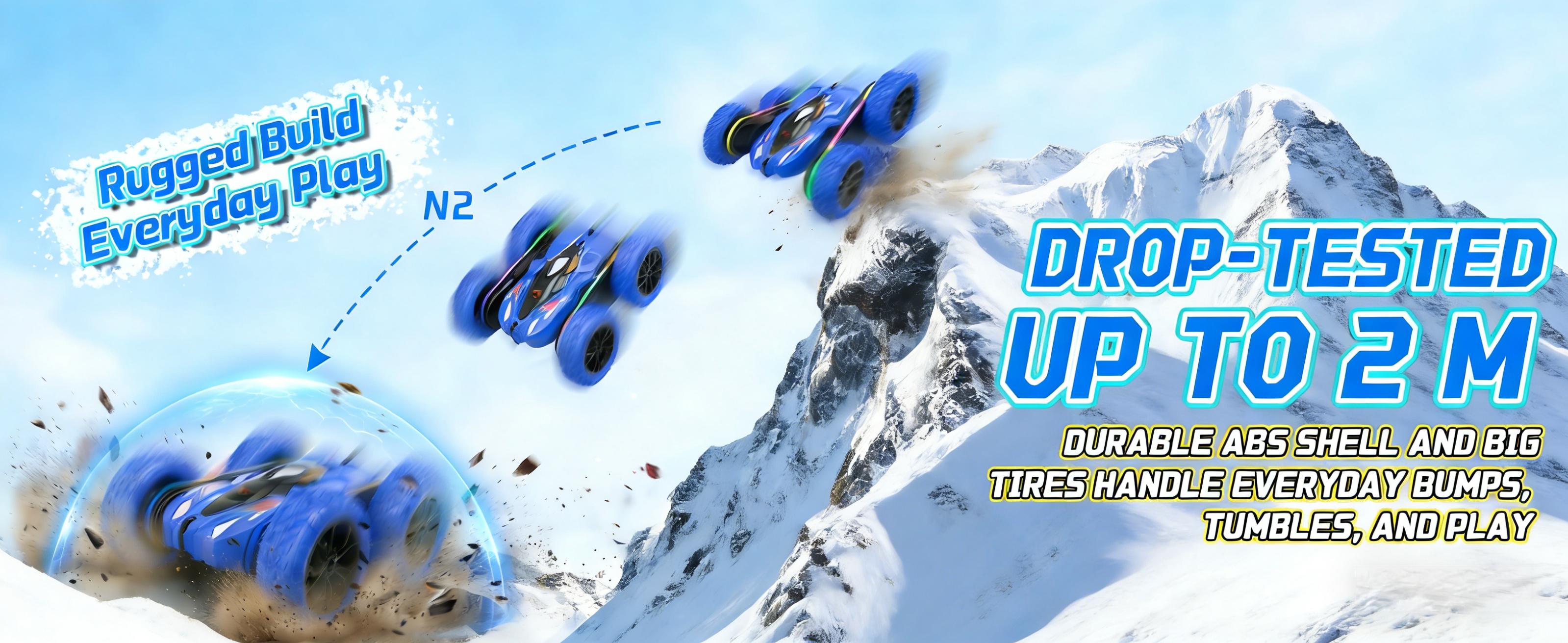 Remote Control Car for Kids, Rechargeable LED Light Off-Road Toy Car, 2.4GHz 4WD Stunt RC car with Double-sided 360-degree flip remote control racing car, Gifts for Boys Girls Ages 5-12