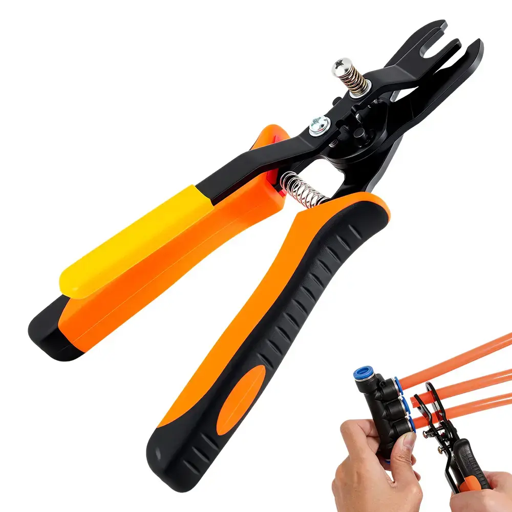 STREBITO Air Line Connector Disconnect Pliers, Heavy-Duty Hand Removal Tool for Push-Connect Fittings, Automotive Pneumatic Repair Gadget for PVC Air Line Maintenance