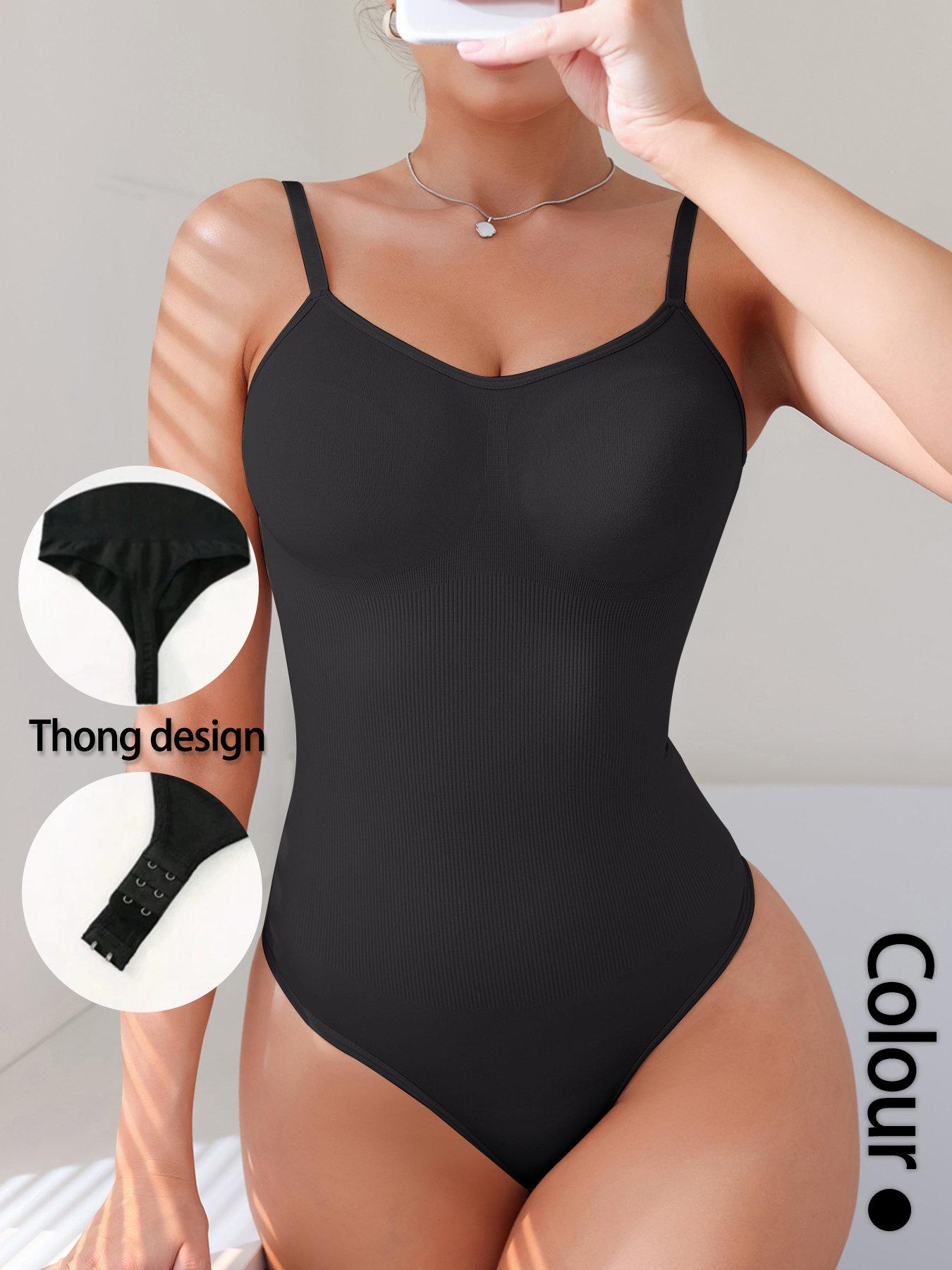 Women's Solid Spaghetti Strap Shapewear Bodysuit, Fitted Shaping, Tummy Control Waist Seamless Shaper, Women's Shapewear for Daily Wear, Body Sculpting Compression Shaper
