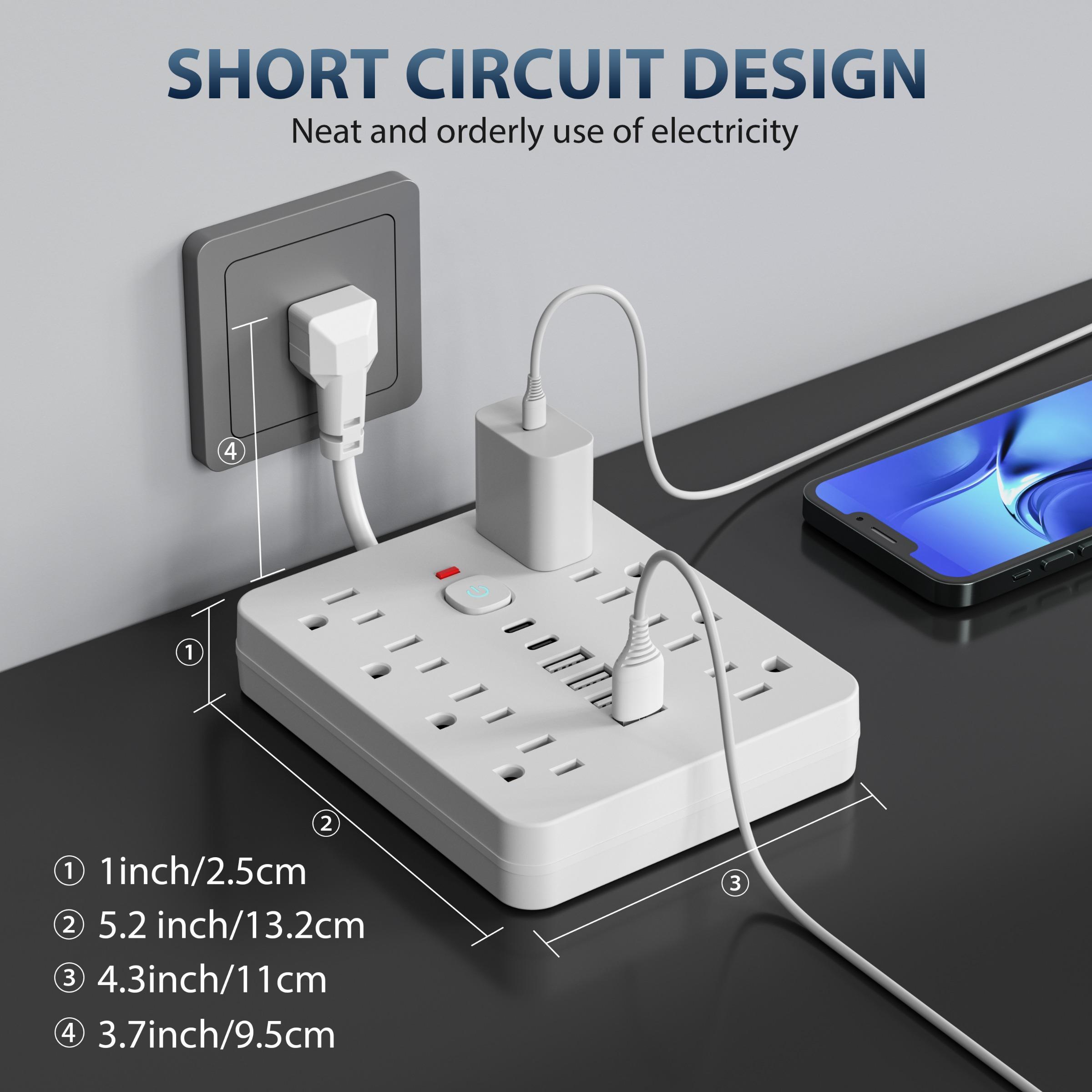 14-in-1 Multifunctional Power Strip with Switch and Surge Protection - 8 AC Outlets, 4 USB Ports and 2 Type-C Ports - Power Socket Extender for Home, Office & Travel #GLOBAL PICKS
