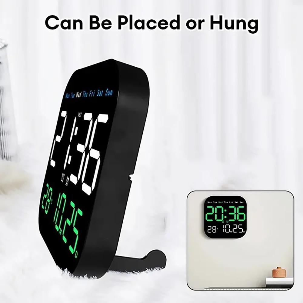 Intelligent Large-Screen Digital Living Room Wall Clock with Remote Control, Battery-Powered LED Wall Clock with Calendar, Time and Temperature Display, LED Multifunctional Alarm Clock and Home Decor, Valentine's Day Gift, USB Powered Clock