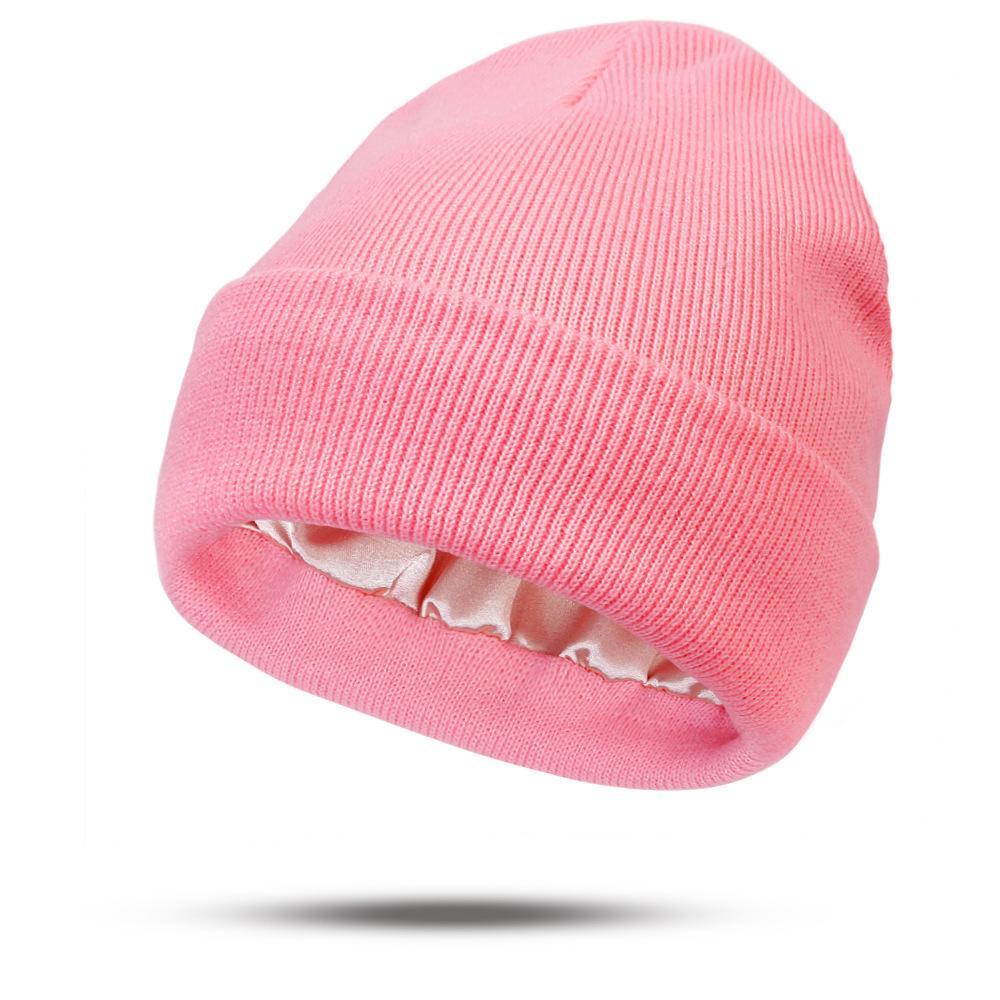 Satin Lined Knit Beanie, Soft Solid Color Winter Hat for Hair Protection, Keeps Hair Smooth & Warm, Stylish Unisex Beanie for Daily Wear, Perfect Christmas Gift
