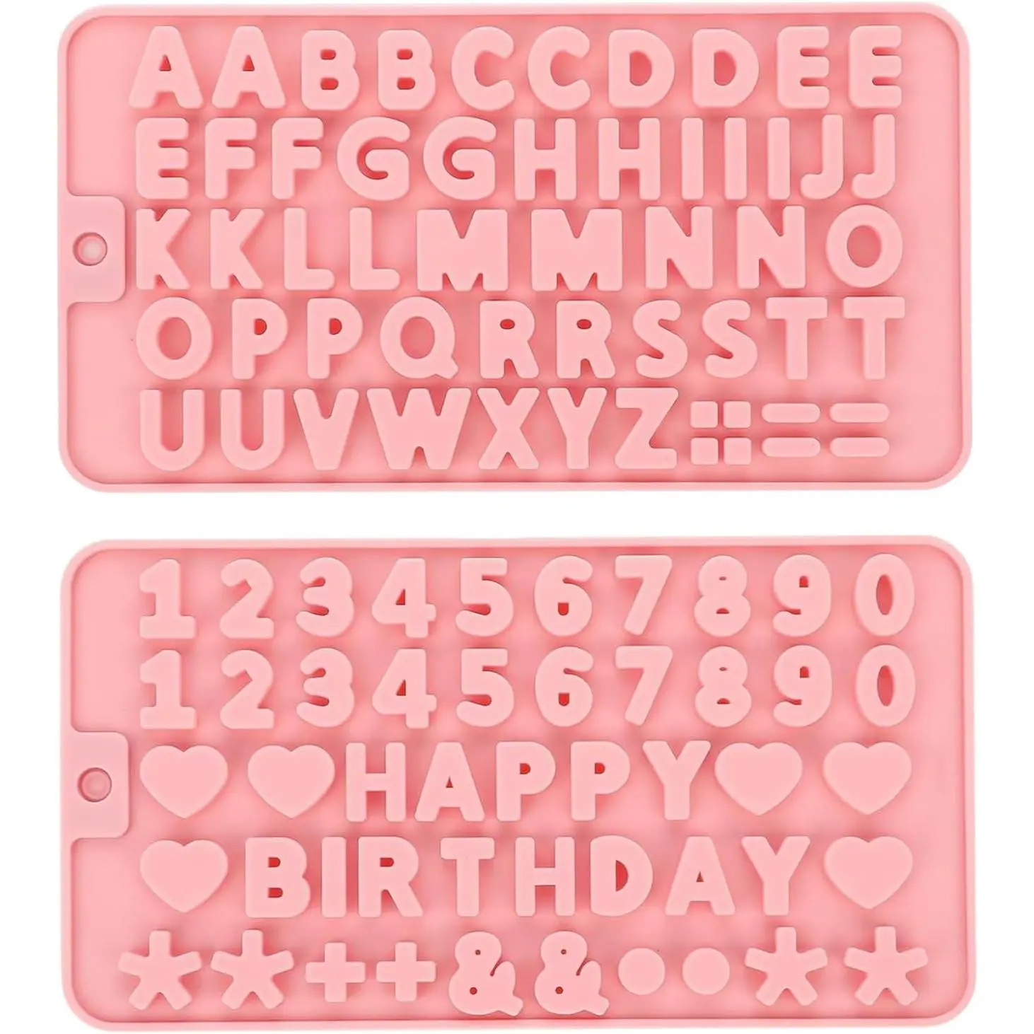 2 pcs Number Chocolate Molds and Letter Silicone Molds,Reusable Alphabet Candy Molds with Happy Birthday Cake Decorating Symbols, for cake cookies, ice cubes, chocolate resin