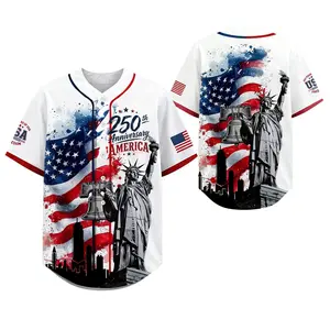 USA 250th Anniversary Baseball Jersey Men’s Patriotic Shirt 1776-2026 American Flag Liberty Eagle Independence Day Baseball Tee Red White Blue Fourth of July 250-Year Commemorative Spirit Sports Jersey
