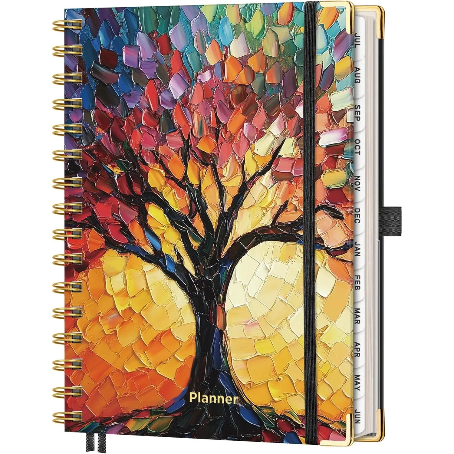 Academic Planner 2026-2027, July 2026 - June 2027, 5.7" x 8.3" | Weekly and Monthly, Hardcover, Spiral-Bound, Calendar, Agenda for Women, Student, School, 12-Month Tabs (Colourful Tree)