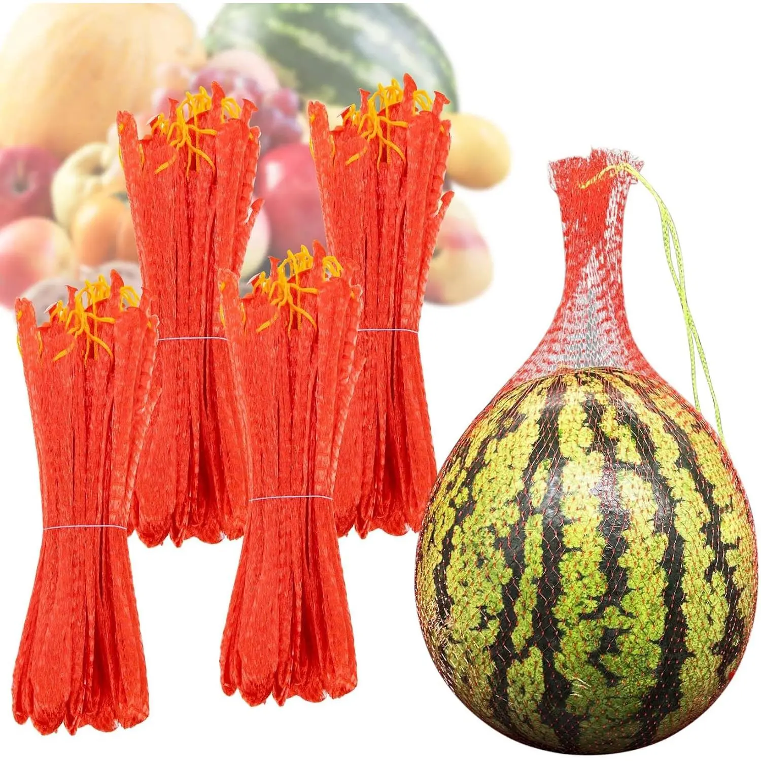 40pcs Watermelon Nets - Melon Nets Melon Hammock Heavy Duty Watermelon Net for Garden Reusable Cantaloupes Mesh Bags Hammock for Trellis Cradle(17.7inch,Red)