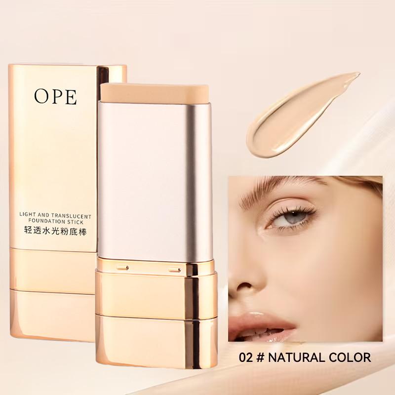 Dewy Foundation Stick, Waterproof Sweatproof, All-Day Wear,  Brush for Quick Application, High Coverage Conceals Acne & Spots, Creates Natural Dewy Skin, Ideal for Lazy Beginners Daily Commute
