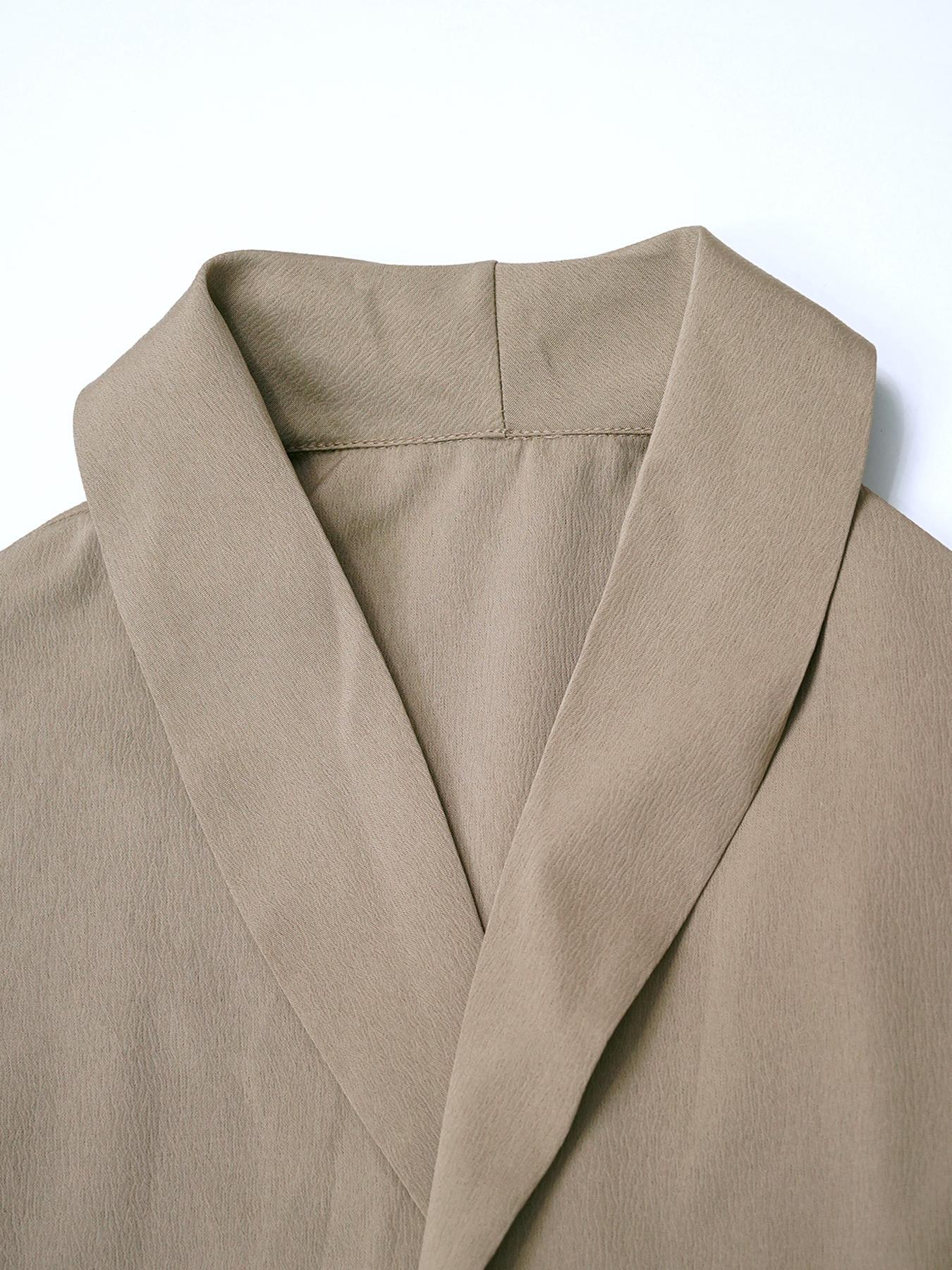 Two-piece Set Women's Solid Color Long Sleeve Open Front Blazer & Wide Leg Pants Set, Casual Elegant Fitted Two-piece Outfits for Work Office Business, Ladies Spring & Fall Clothes, Chic Womenswear, Minimalist Suits